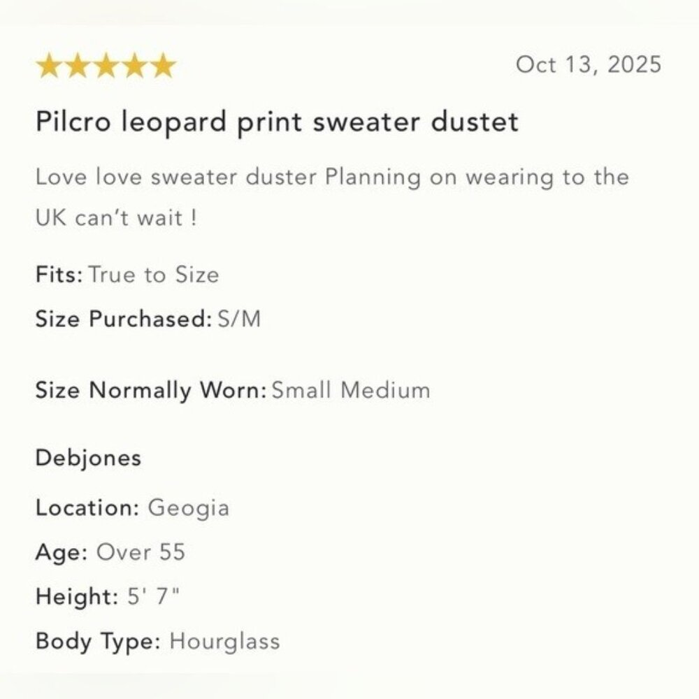 NWT Size XXS/XS - Pilcro Leopard Print Sweater Duster with Pockets (NWT US$ 238) - Picture 13 of 16